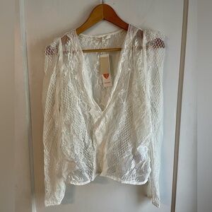 New! Maje Lace Overlay Blouse‎